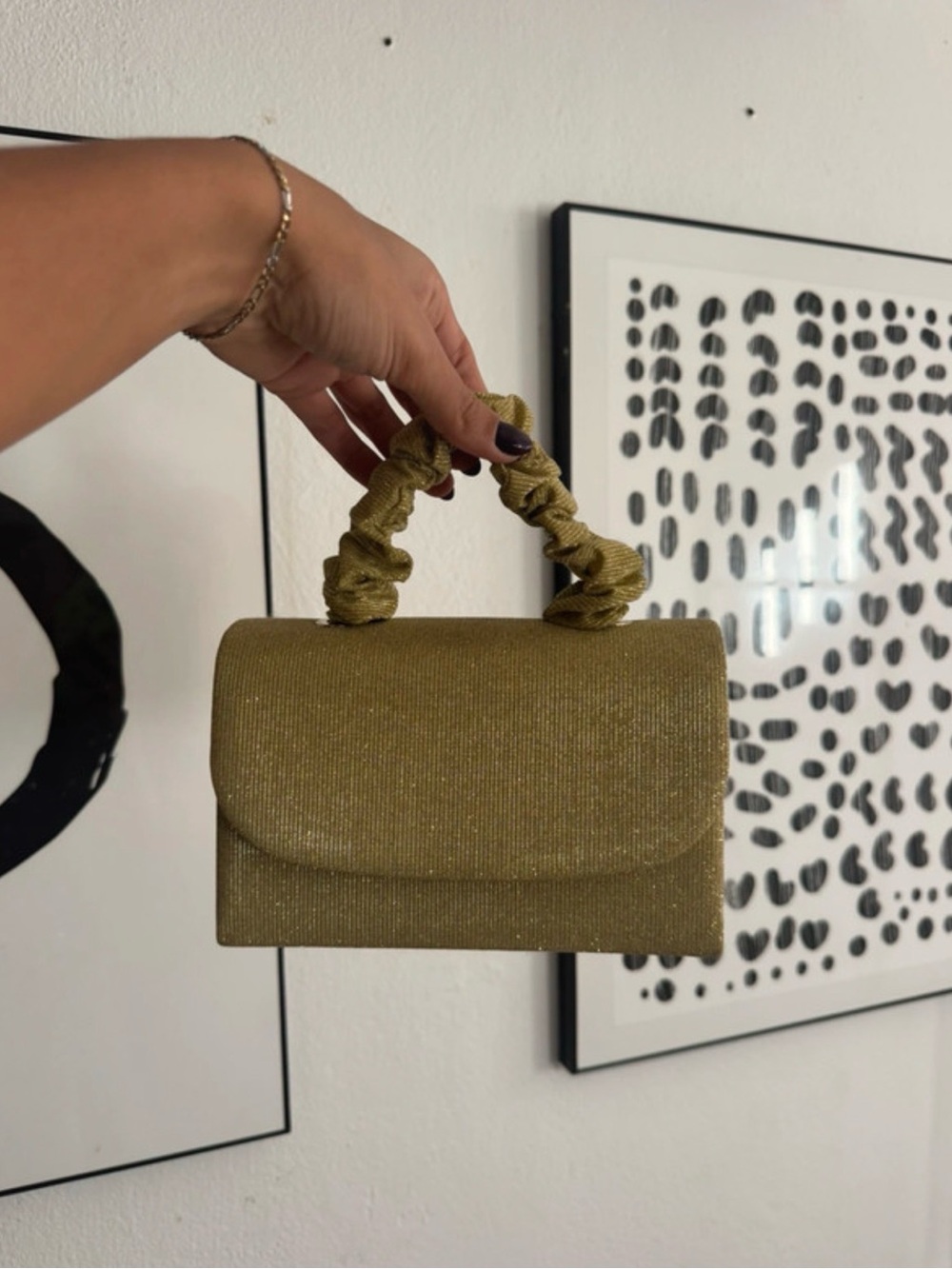 Gold Scrunch-Handle Evening Bag